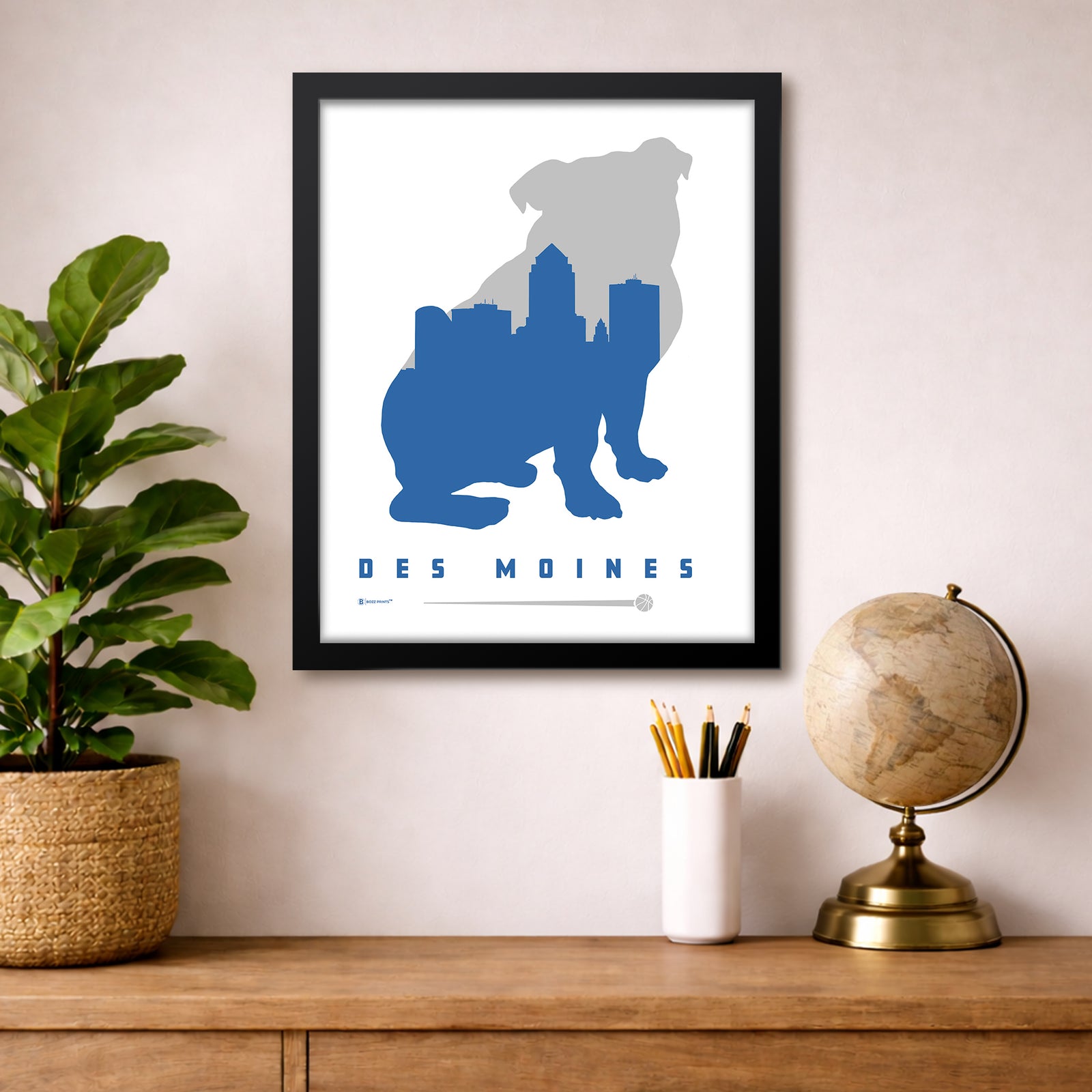 Des Moines Bulldog Skyline Print