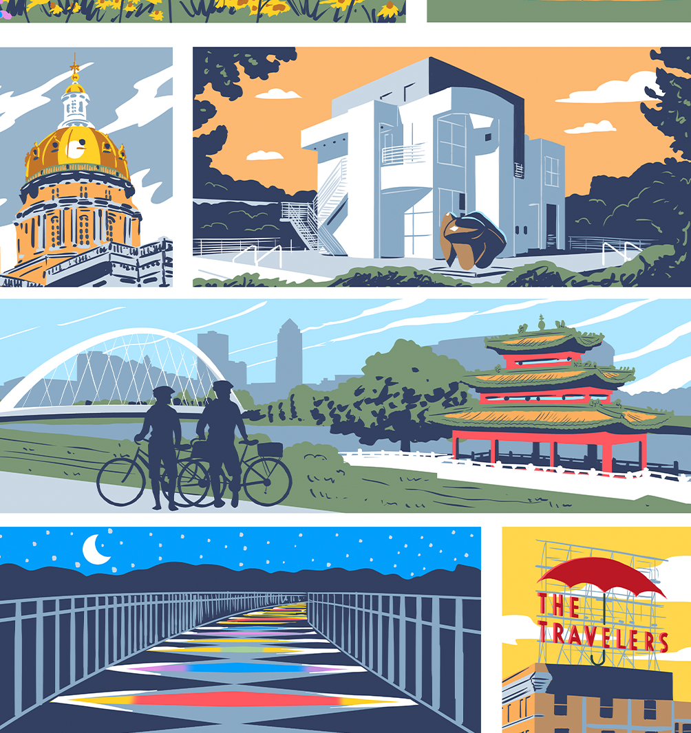 Landmarks of Des Moines Print