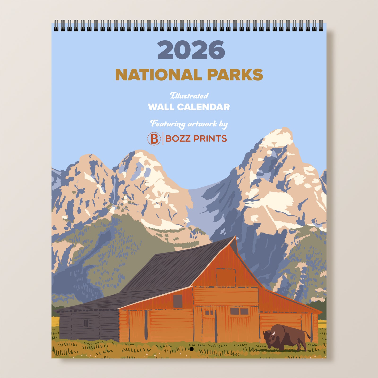 2026 National Parks Illustrated Wall Calendar