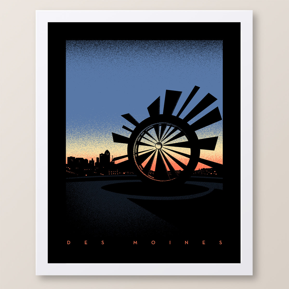 Des Moines Shattering Skyline Print