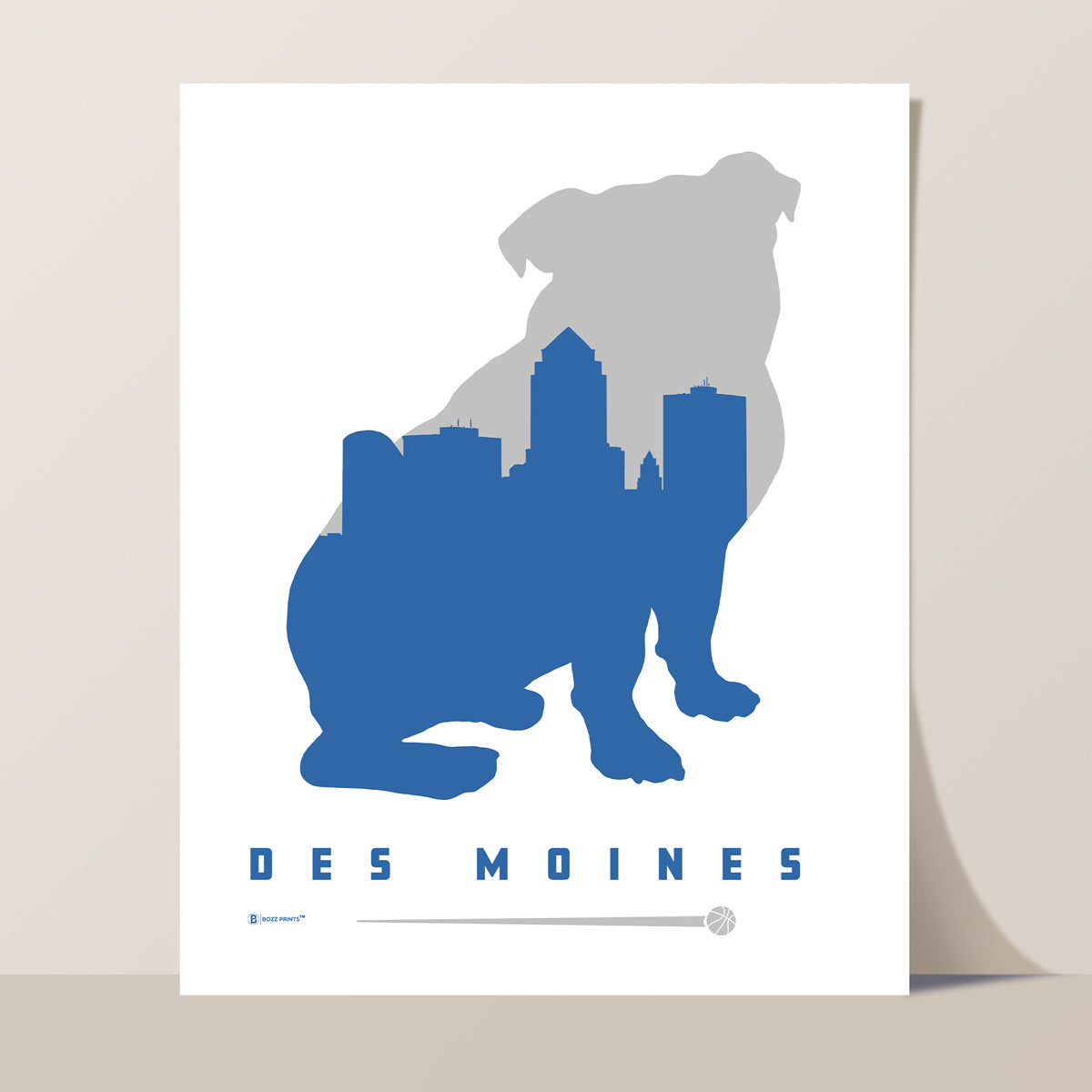 Des Moines Bulldog Skyline Print