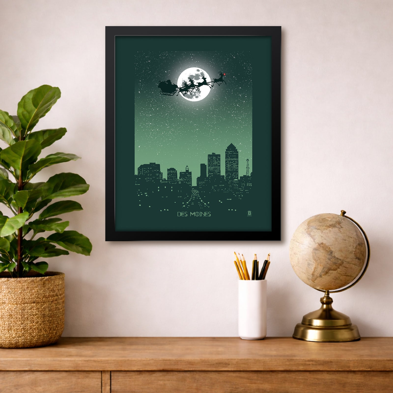 Des Moines Holiday Moon Print
