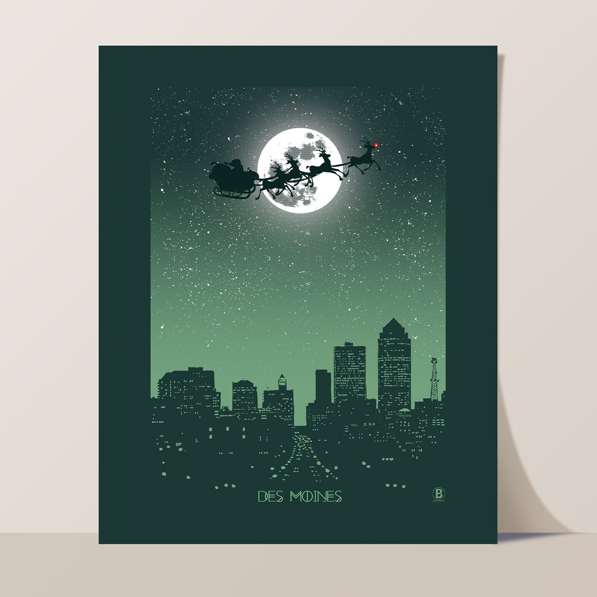 Des Moines Holiday Moon Print