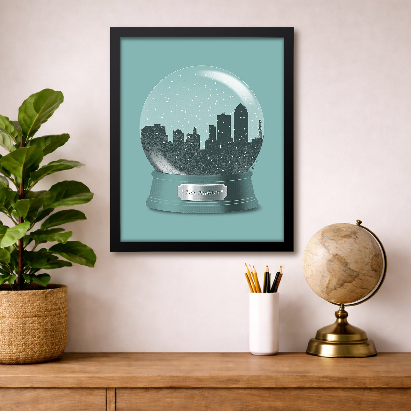 Des Moines Snow Globe Print