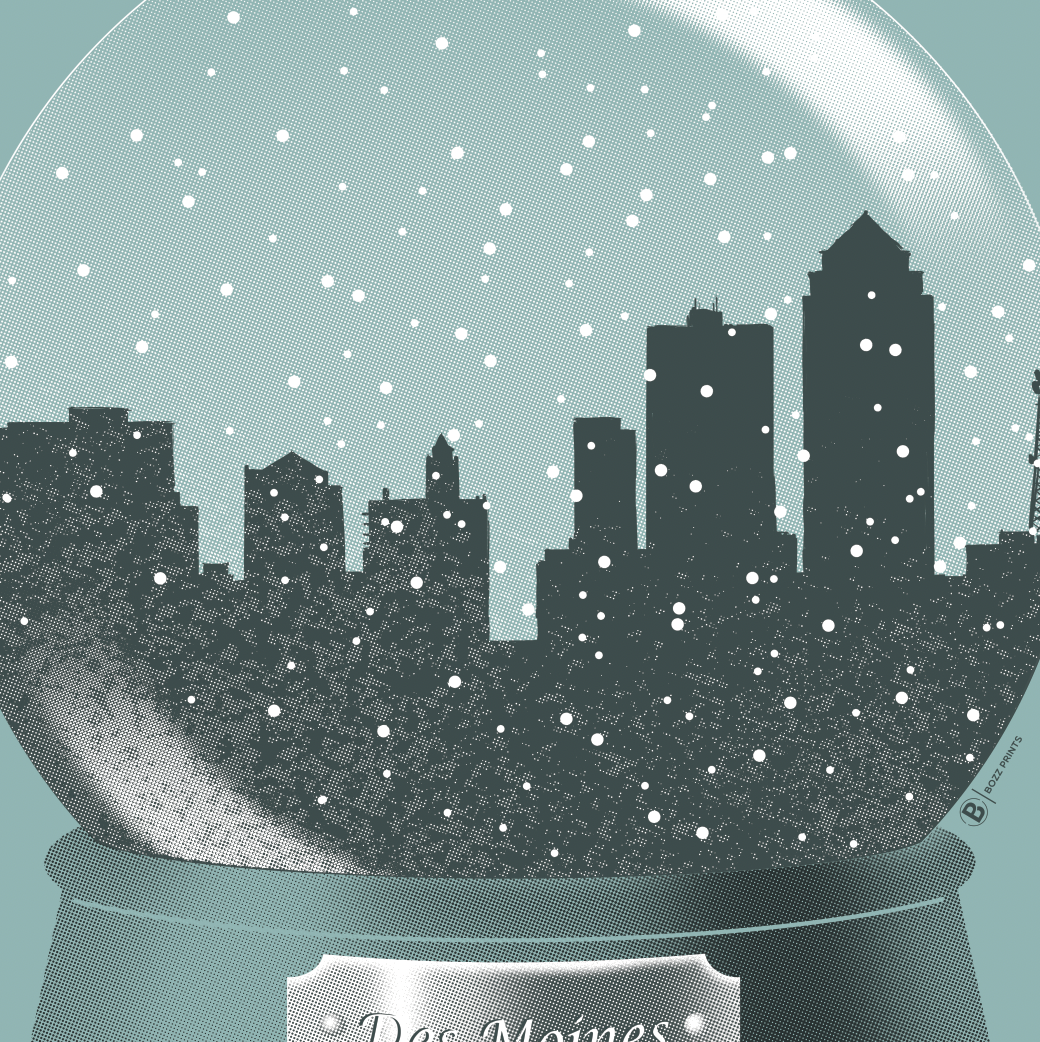 Des Moines Snow Globe Print