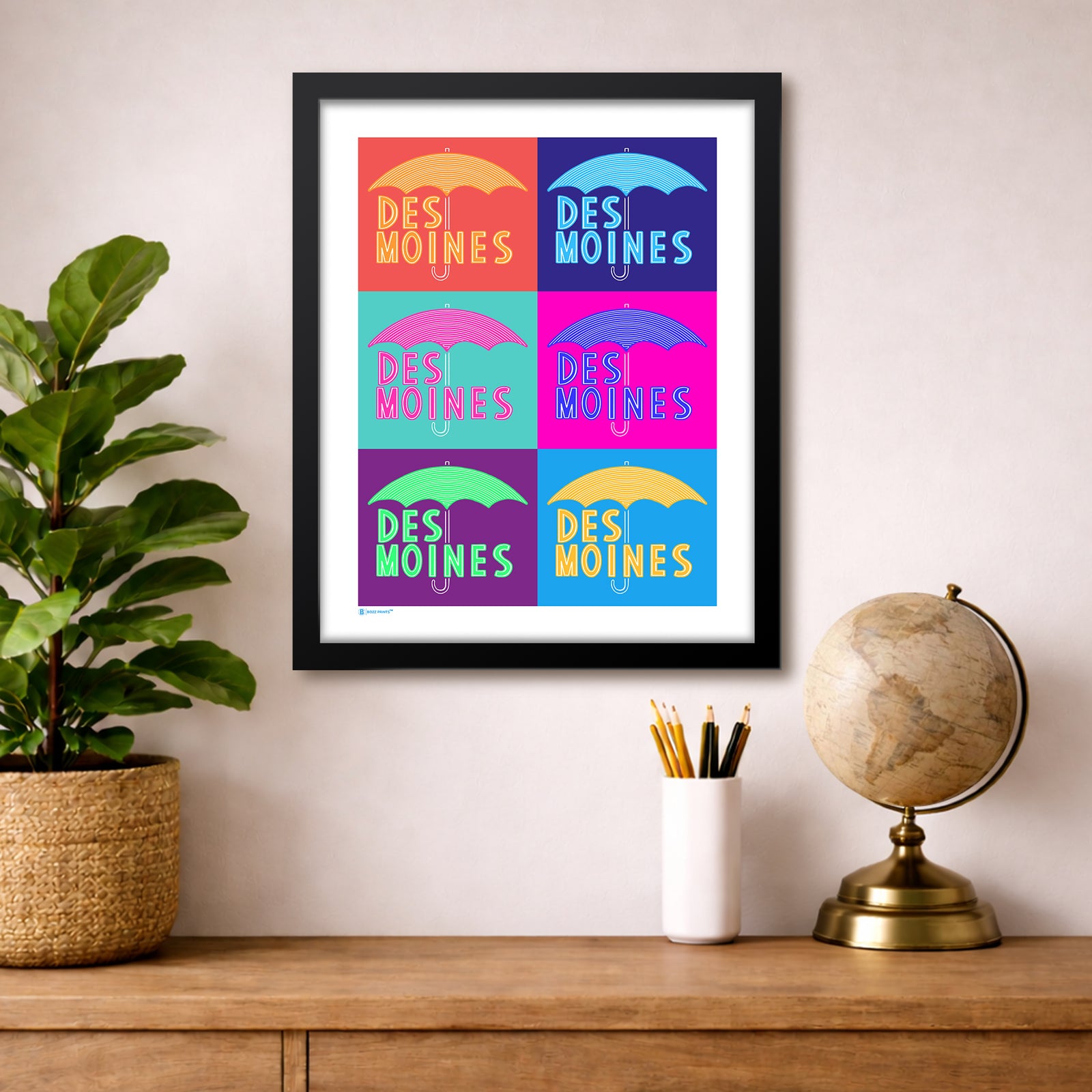 Des Moines Umbrella Pop Art Print