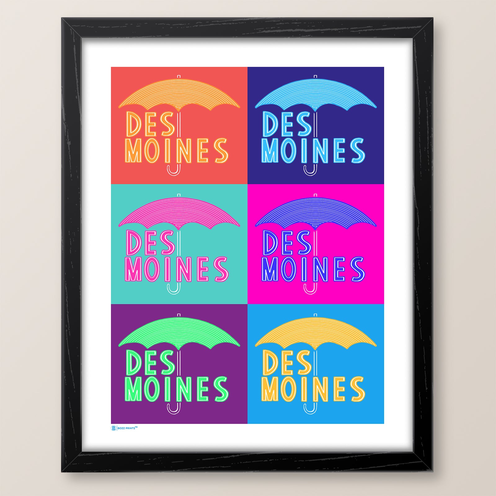 Des Moines Umbrella Pop Art Print