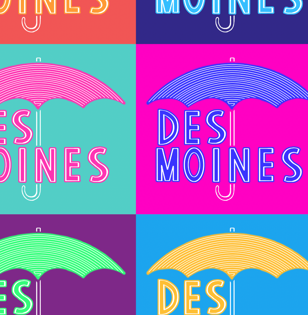 Des Moines Umbrella Pop Art Print