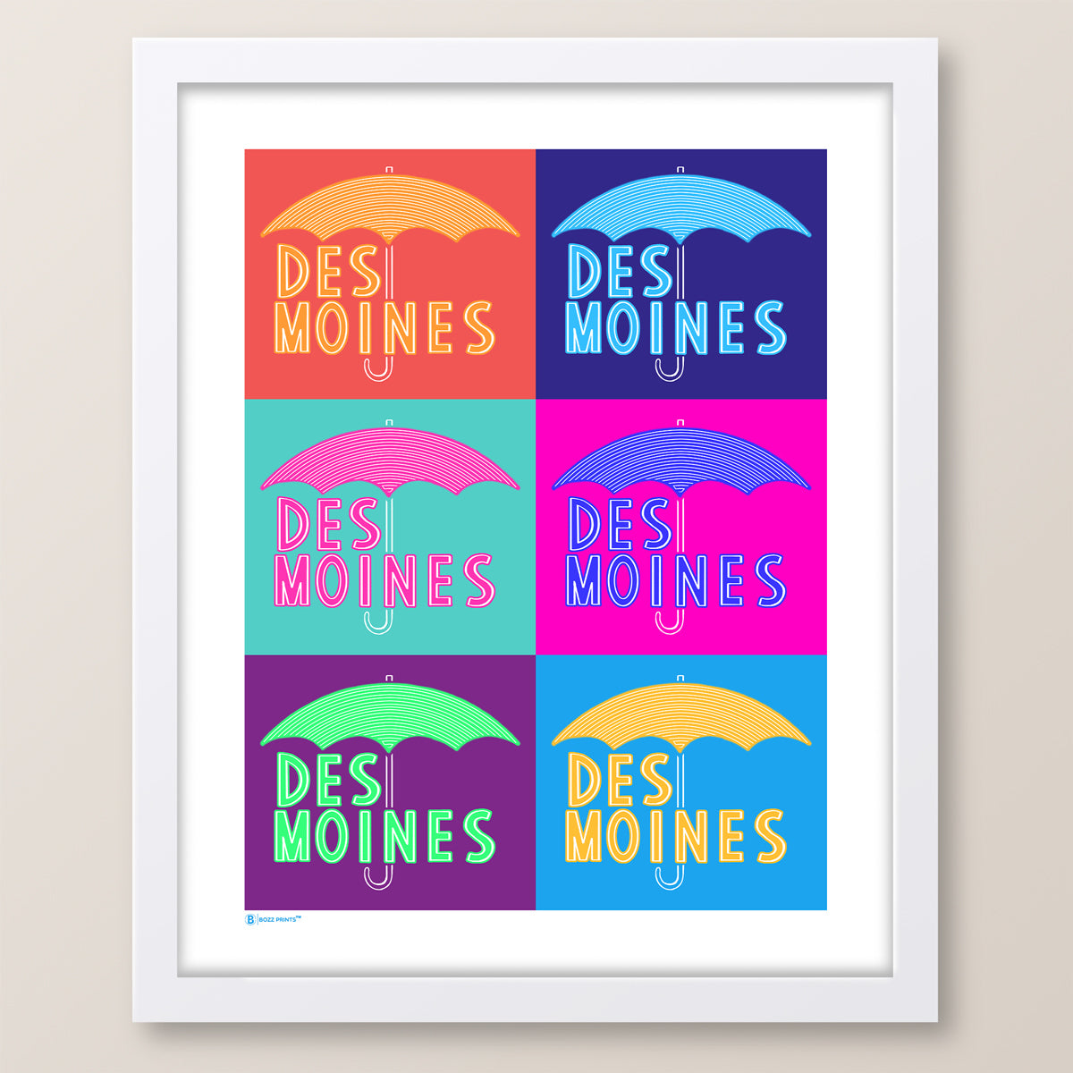 Des Moines Umbrella Pop Art Print