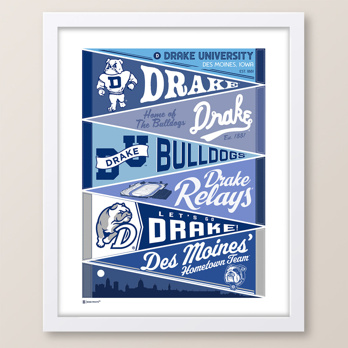Drake University Pennants Print