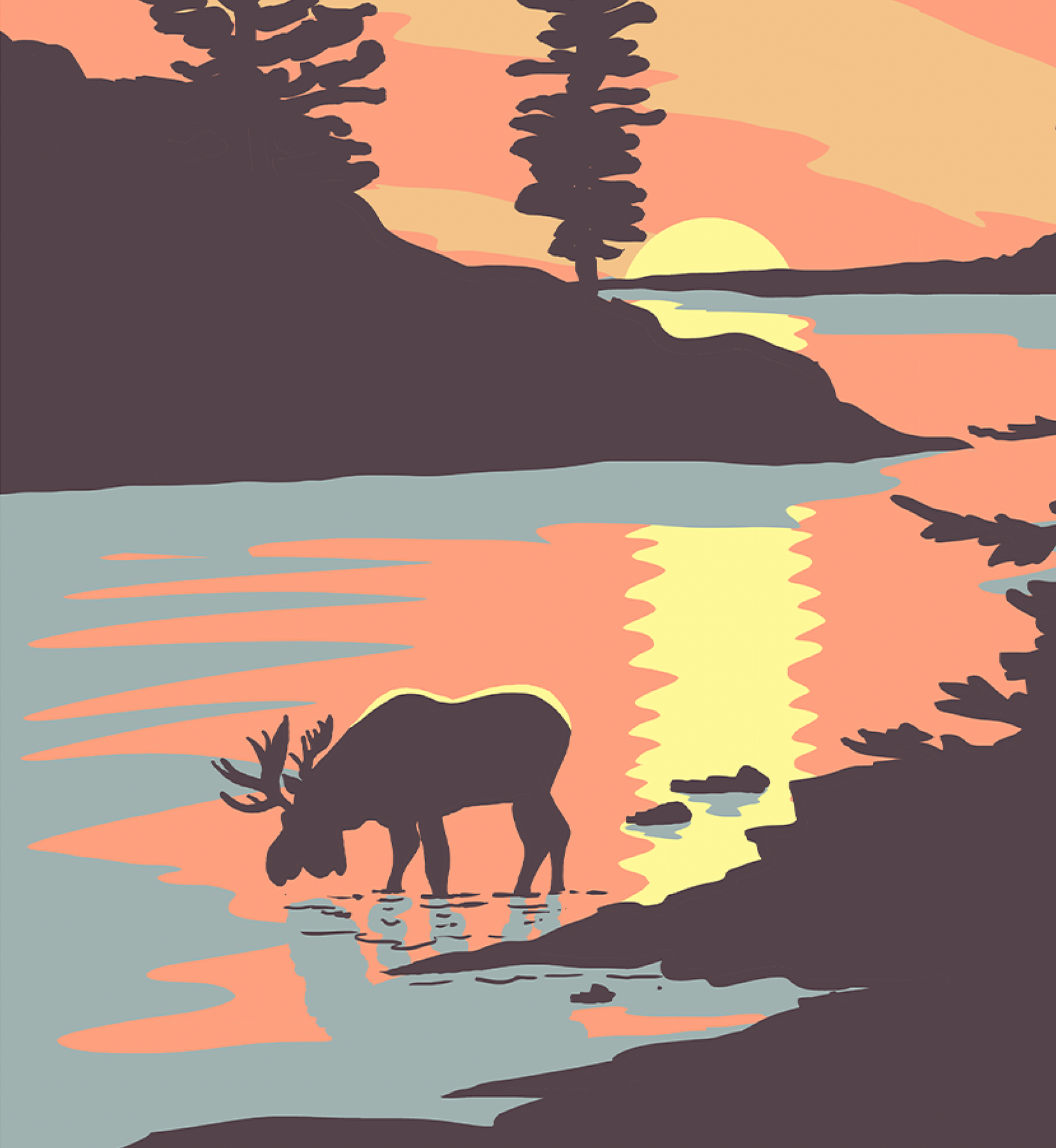 Isle Royale National Park Sunset Moose Print