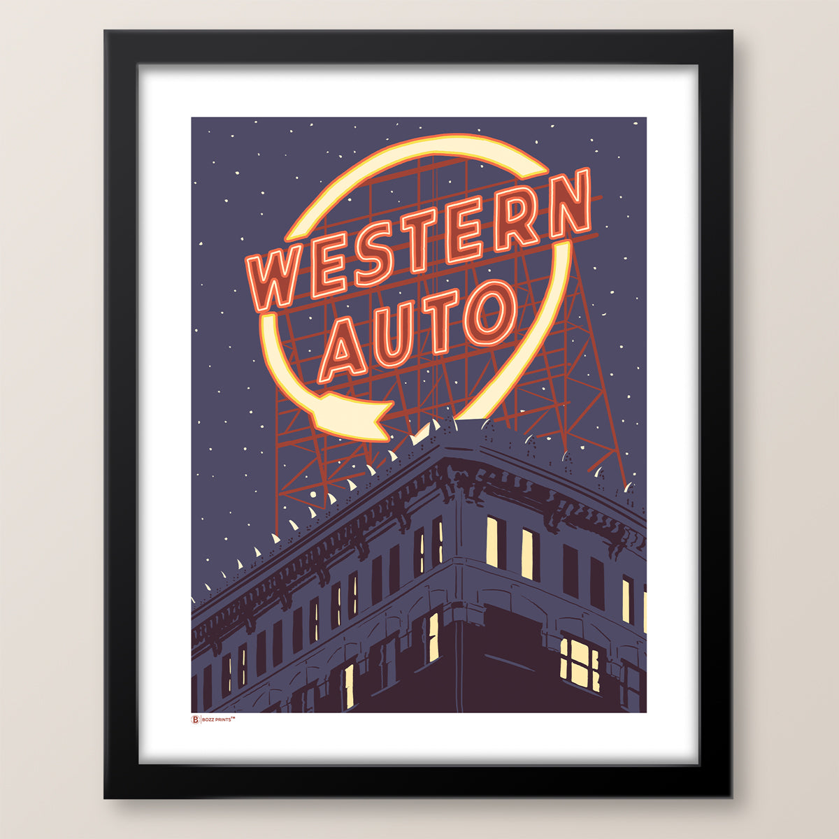 Kansas City Western Auto Lights Print