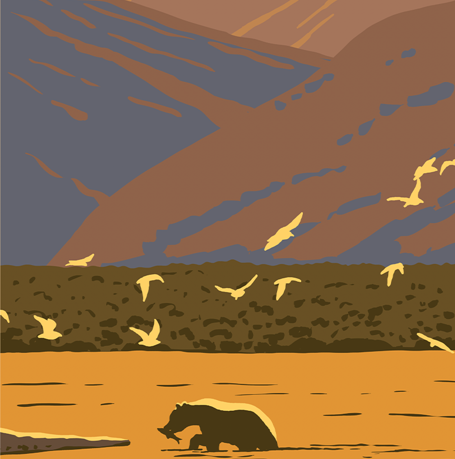 Katmai National Park Lake Bear Print