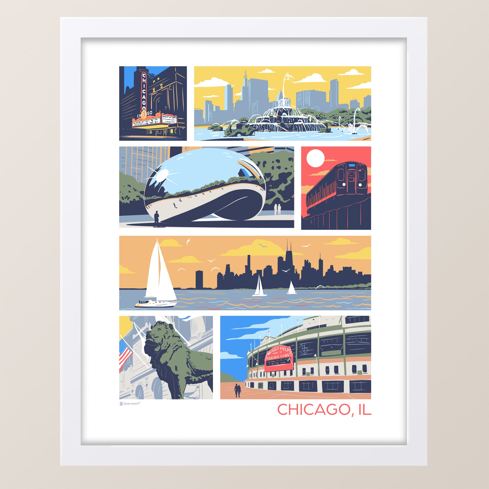Landmarks of Chicago Print
