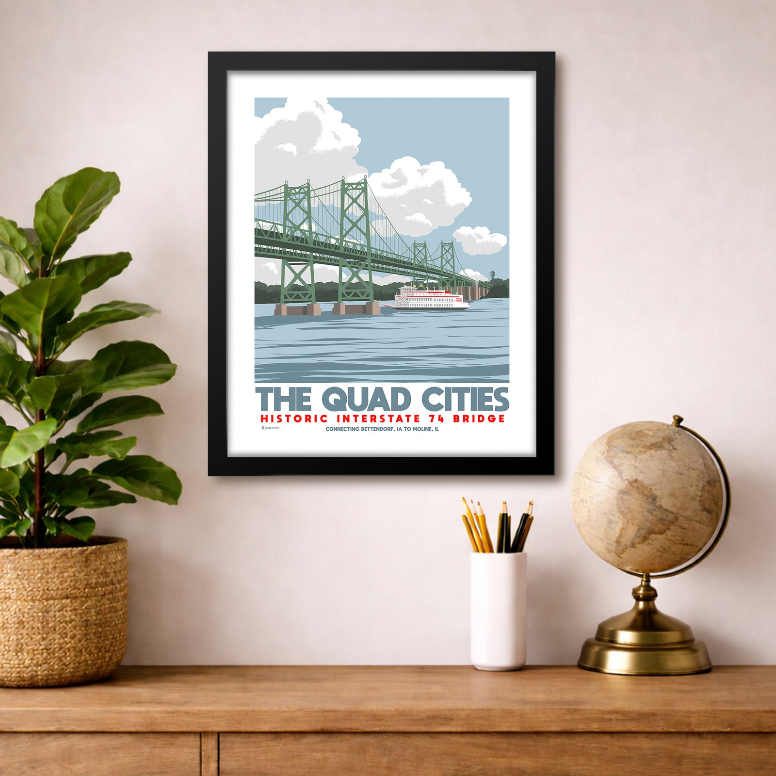 Quad Cities Historic I-74 Bridge Print