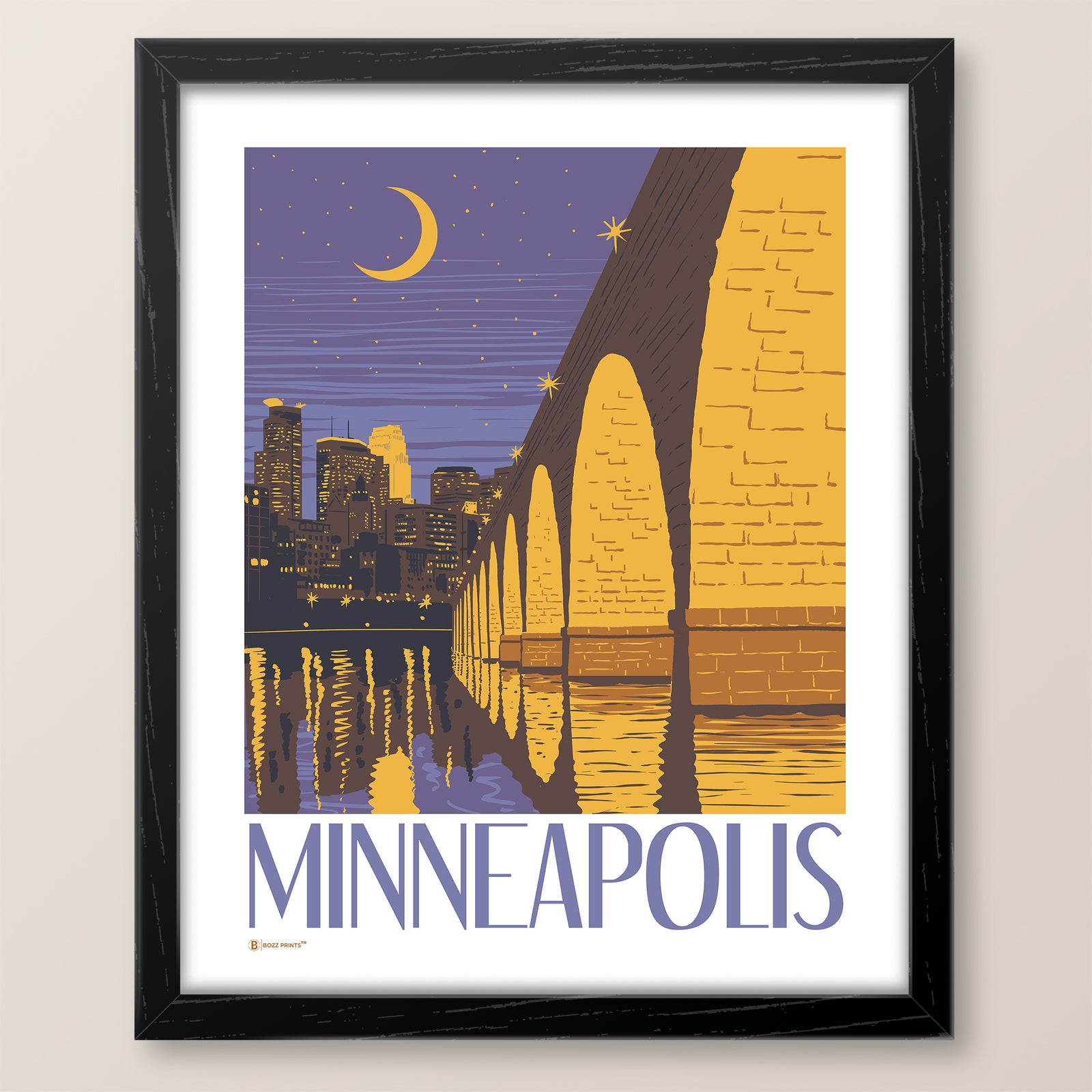 Minneapolis Stone Arch Bridge Night Print