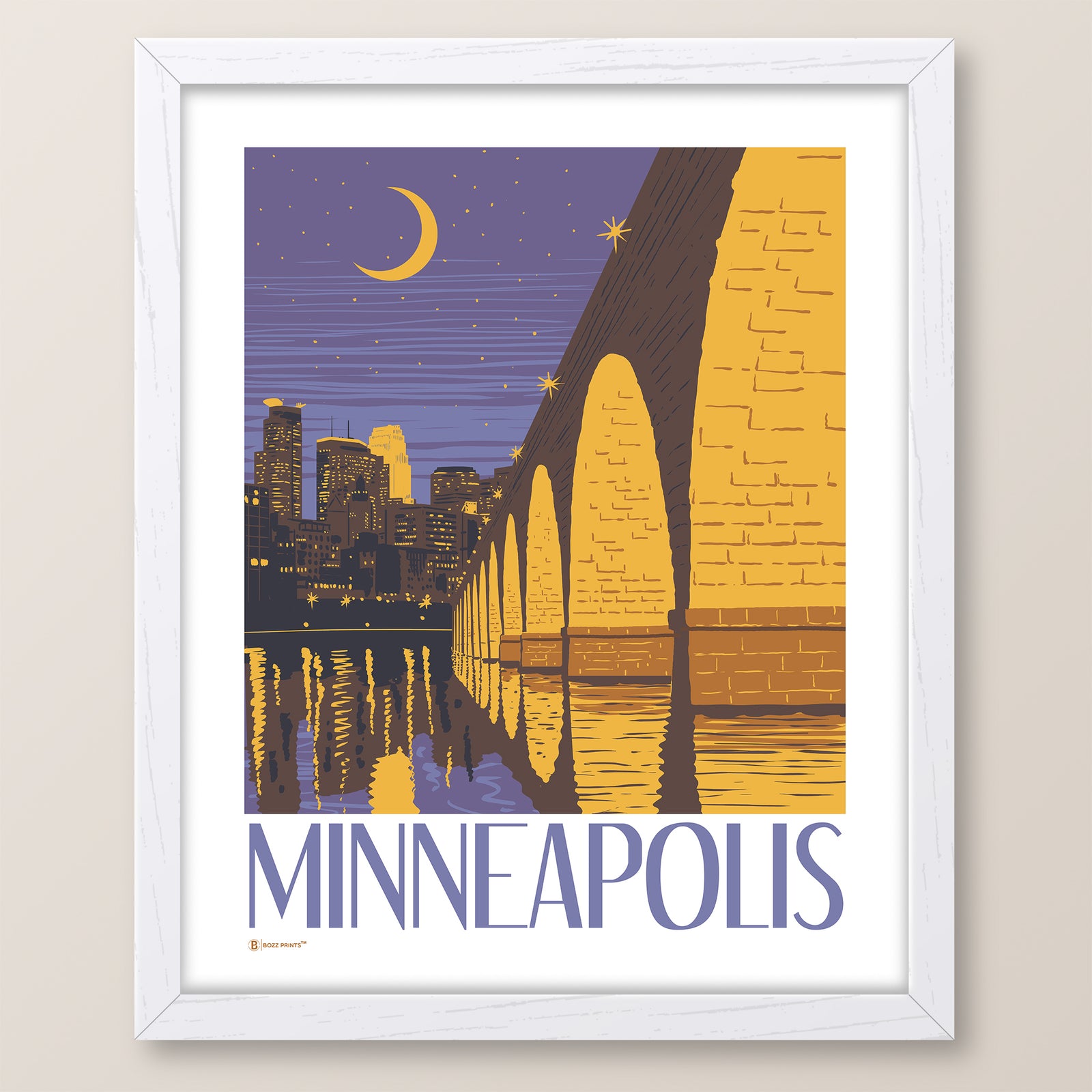 Minneapolis Stone Arch Bridge Night Print