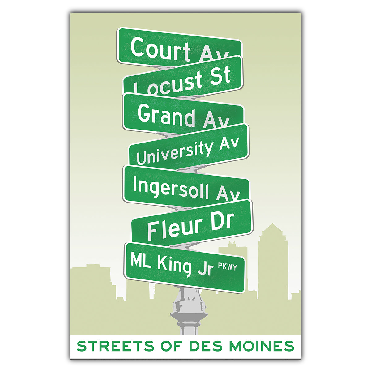 Streets of Des Moines Postcard