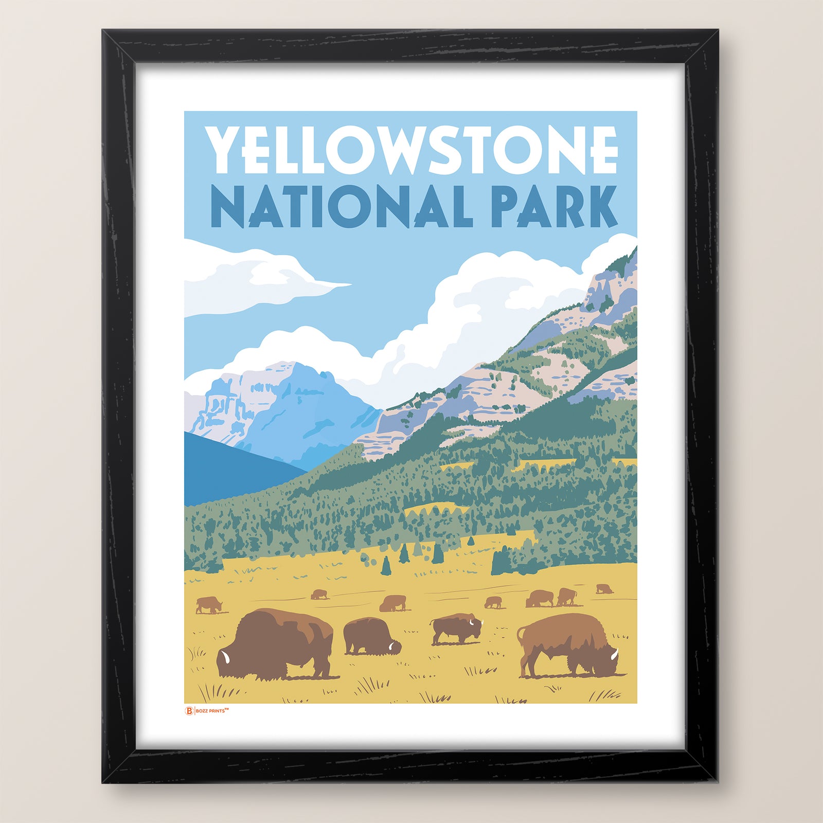 Yellowstone National Park Bison Valley Print