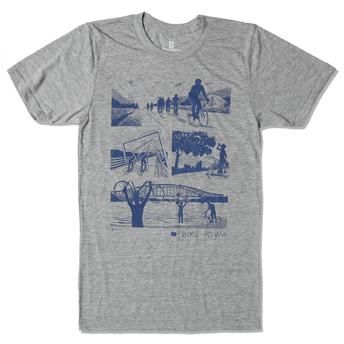 Bike Iowa Grey T-Shirt - Bozz Prints