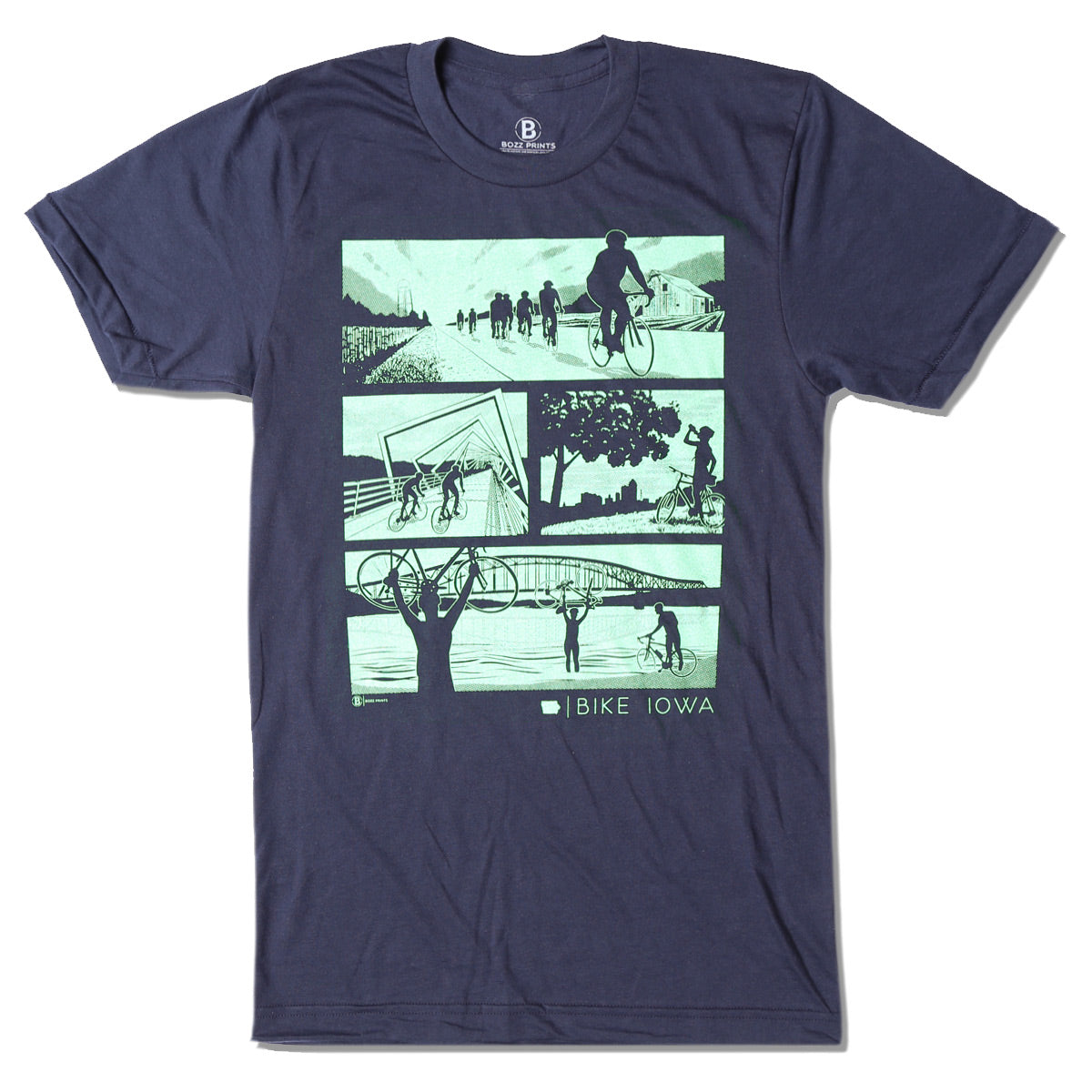 Bike Iowa Navy T-Shirt - Bozz Prints