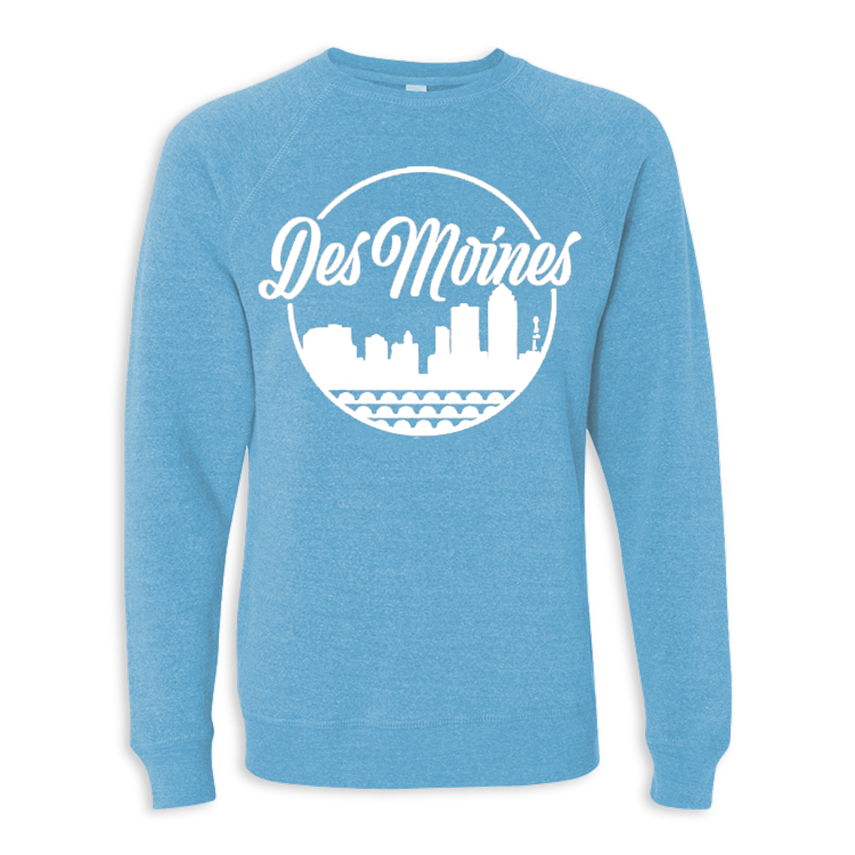 Des Moines Hometown Blue Crew Neck Sweatshirt - Bozz Prints
