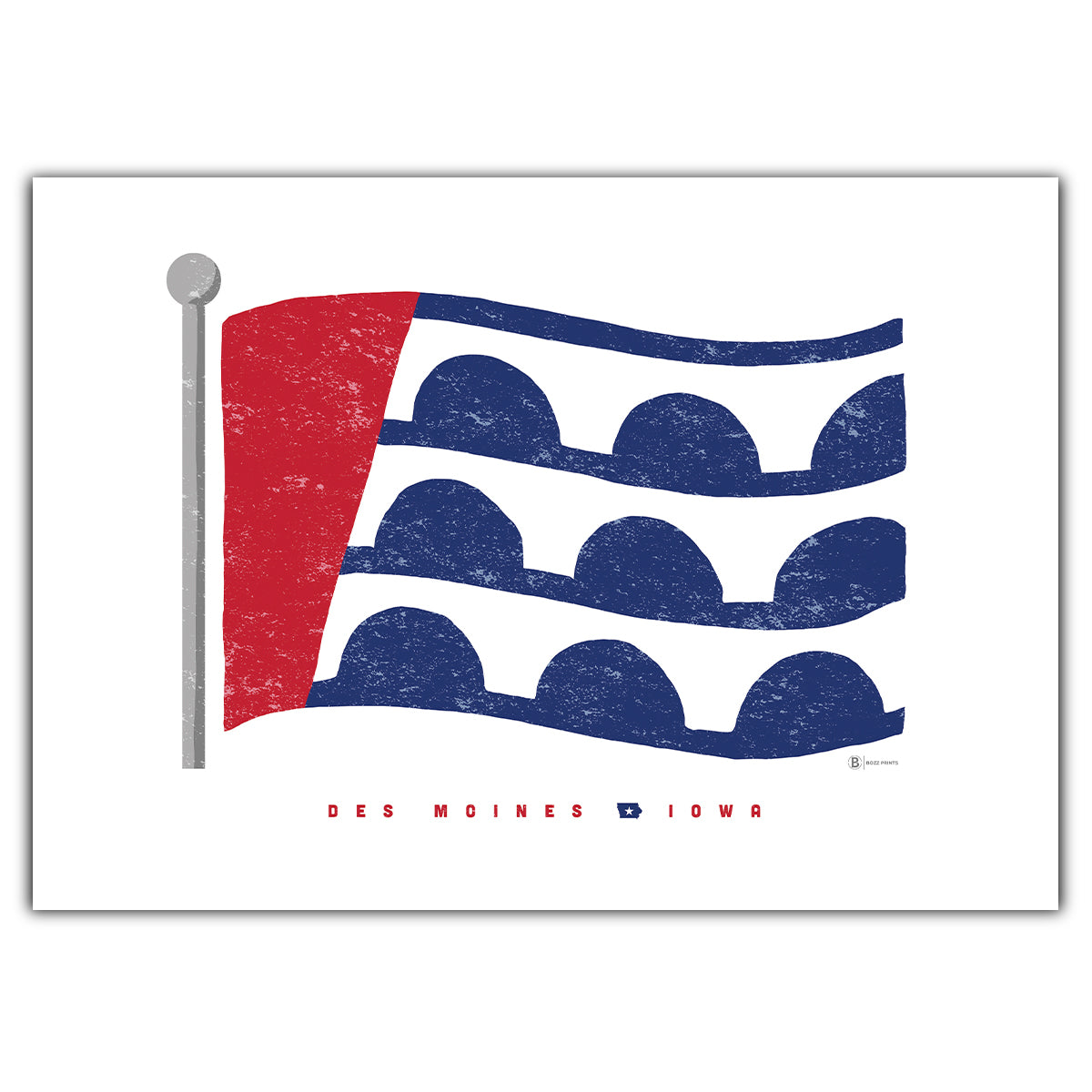 Des Moines Flag Greeting Card - Bozz Prints