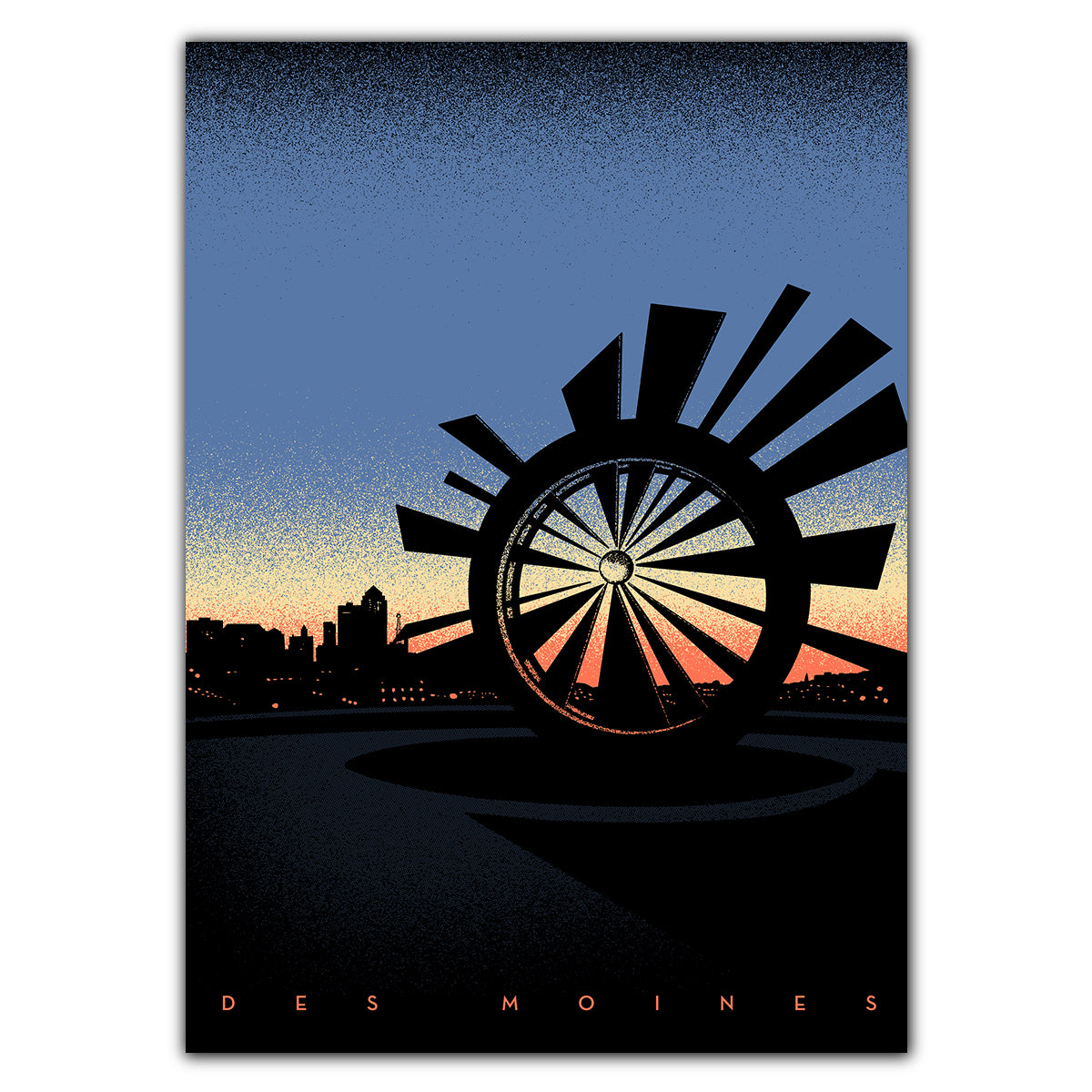 Des Moines Shattering Skyline Greeting Card - Bozz Prints
