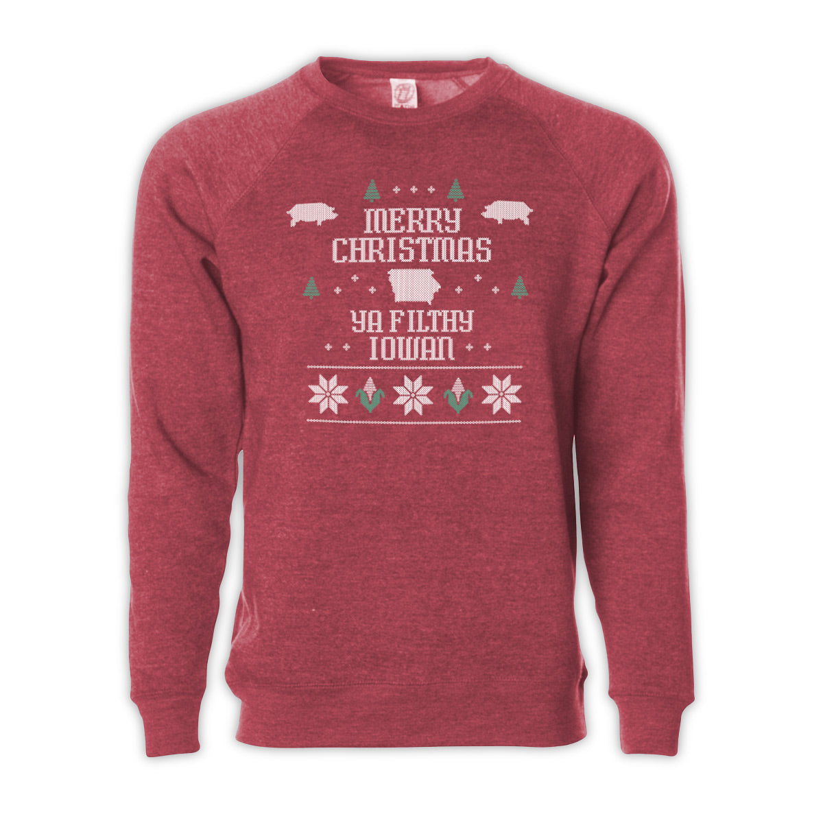 Merry Christmas Ya Filthy Iowan Red Crewneck Sweatshirt - Bozz Prints