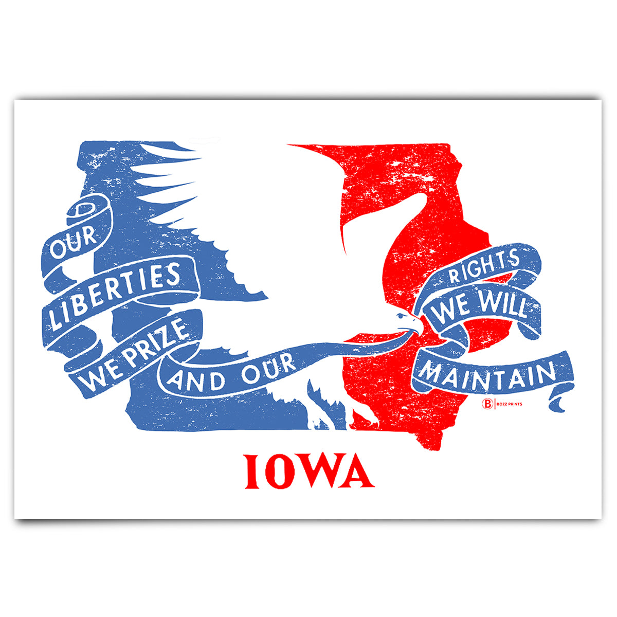 Iowa Flag Greeting Card - Bozz Prints