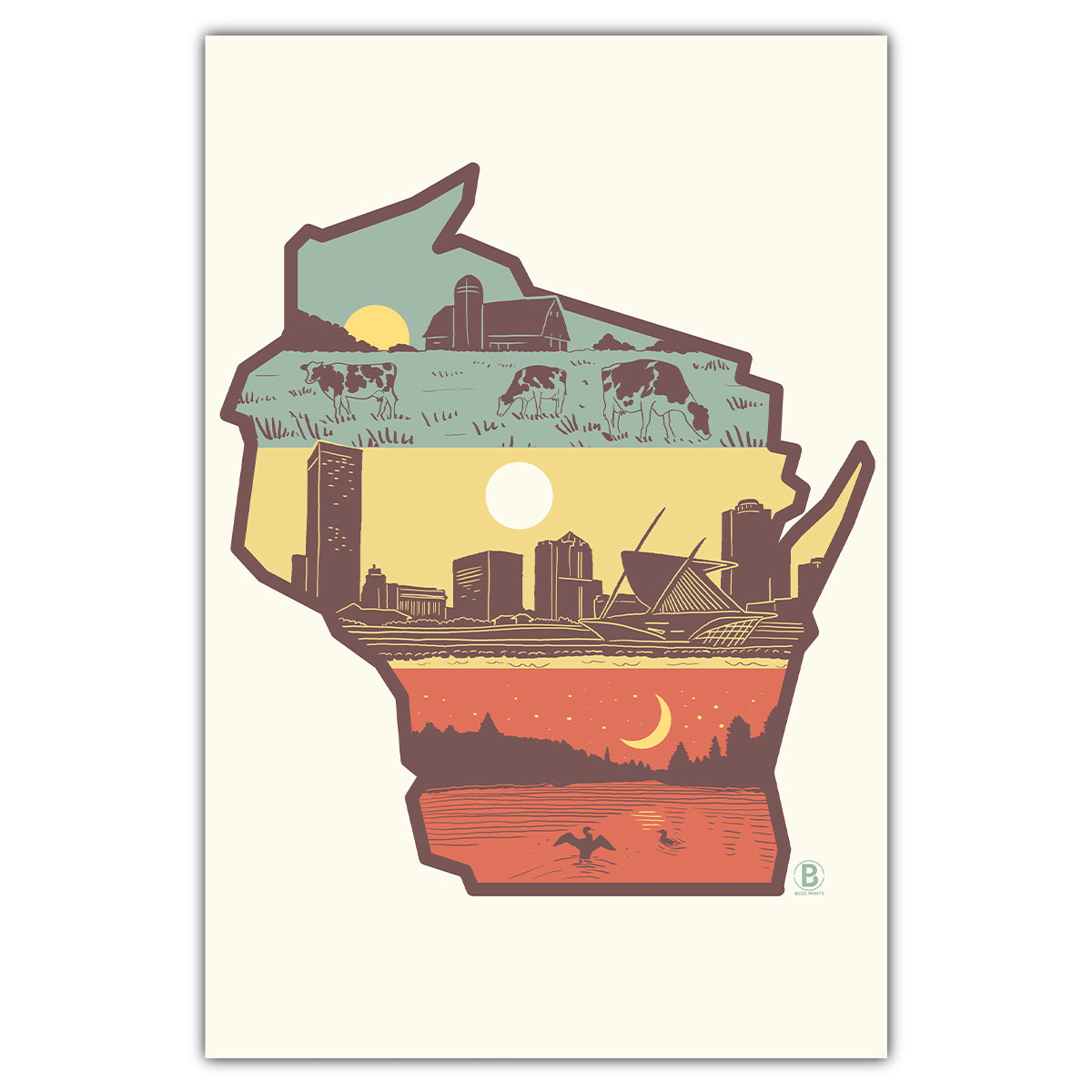 Layers of Wisconsin Postcard - Bozz Prints