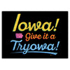 Iowa! Give it a Tryowa! Black Greeting Card - Bozz Prints