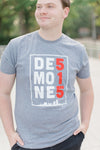 Des Moines 515 Grey T-Shirt