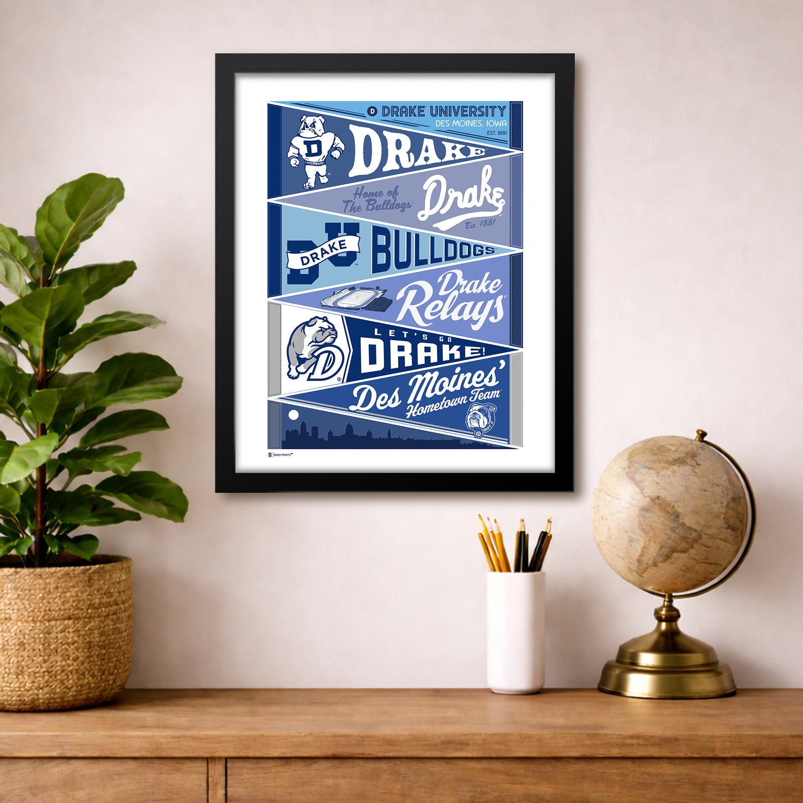 Drake University Pennants Print