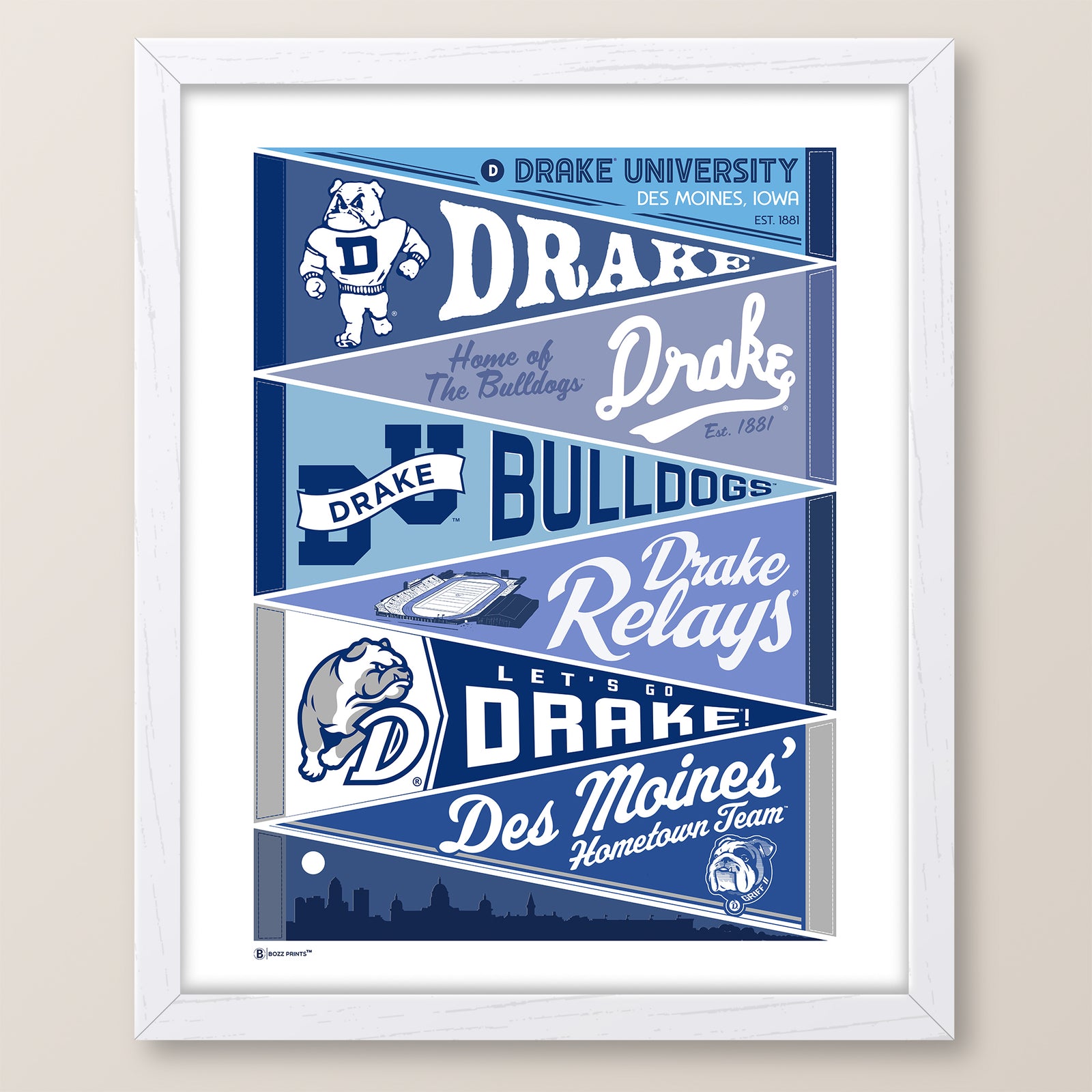 Drake University Pennants Print