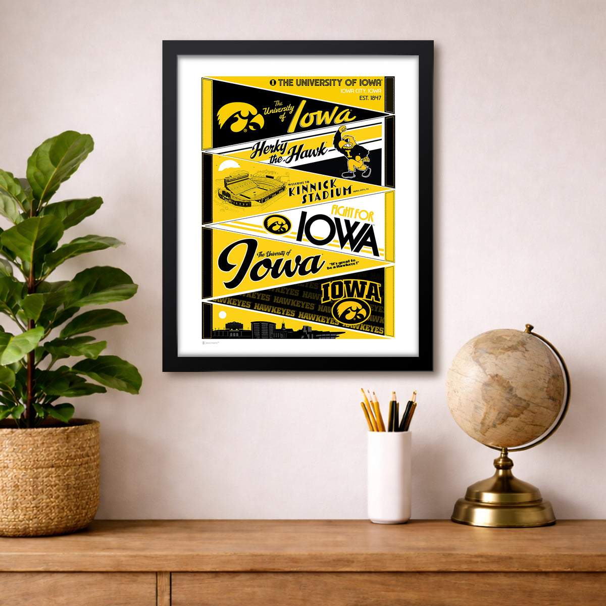 University of Iowa Pennants Print