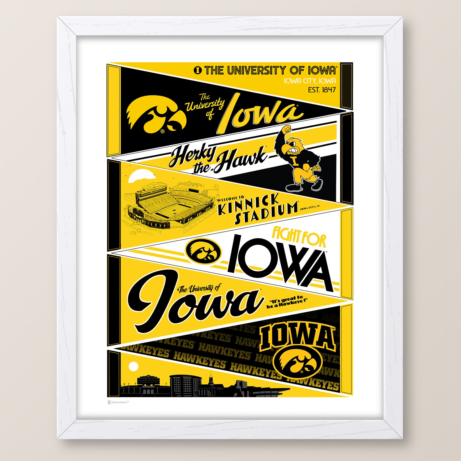 University of Iowa Pennants Print