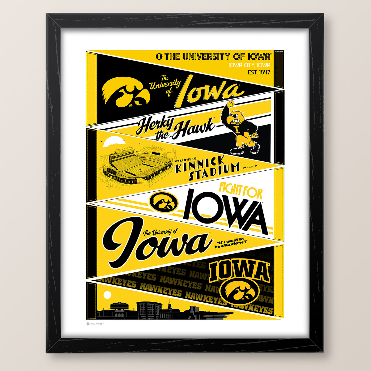 University of Iowa Pennants Print