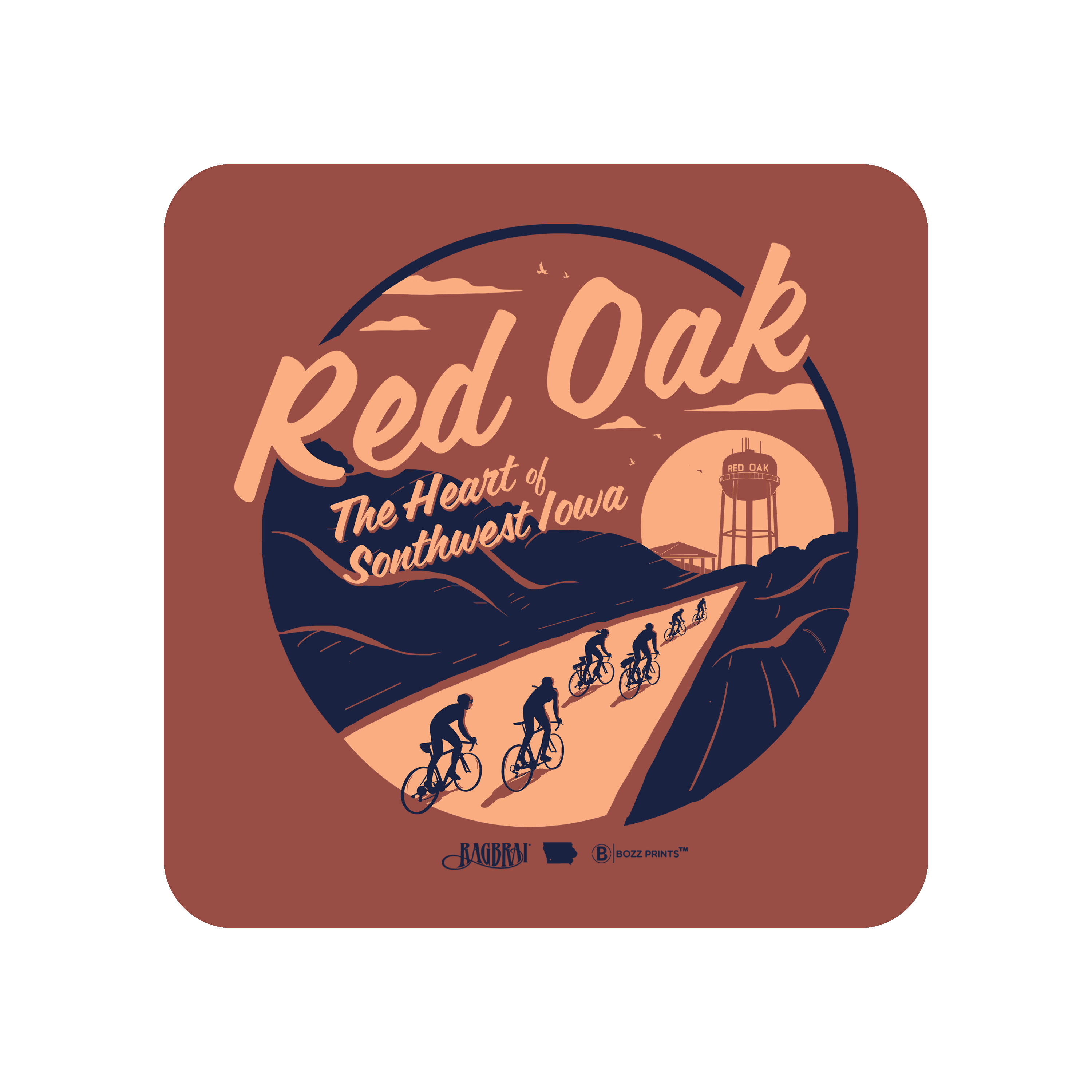 Red Oak RAGBRAI LI Sticker Bozz Prints