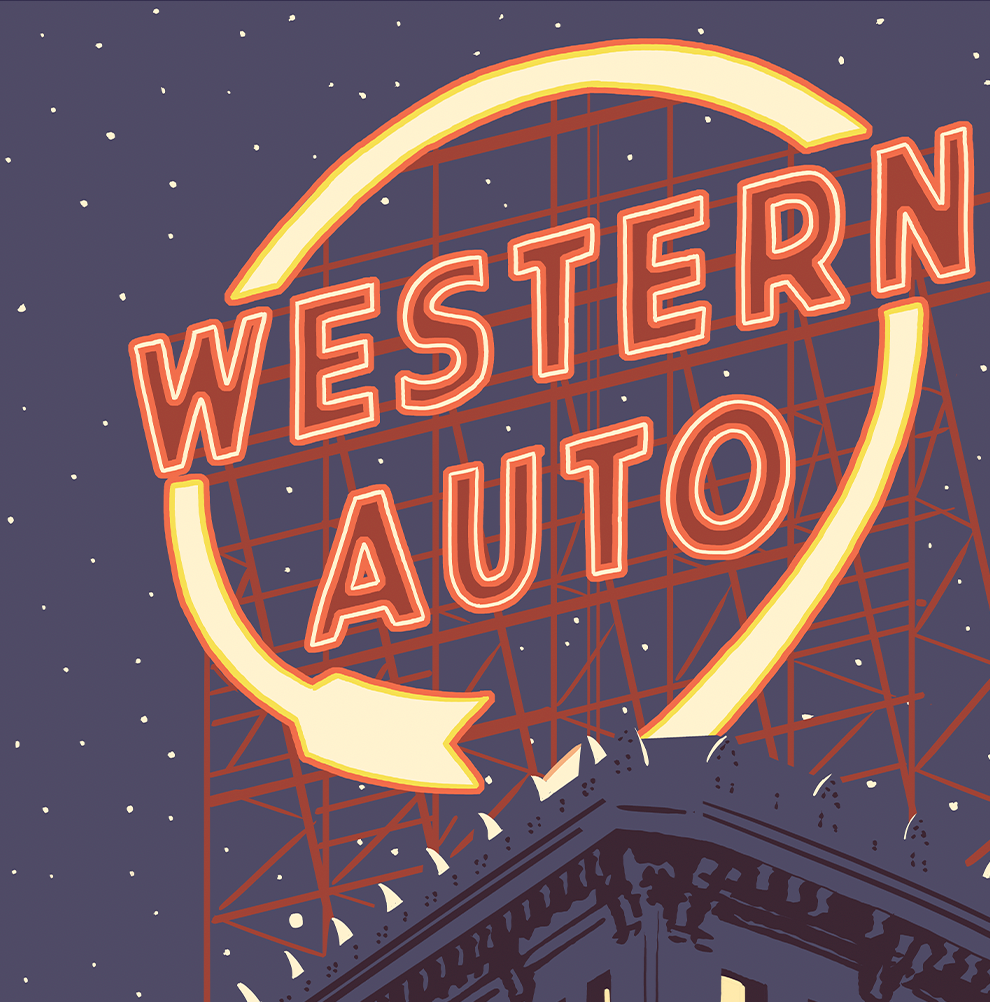 Kansas City Western Auto Lights Print