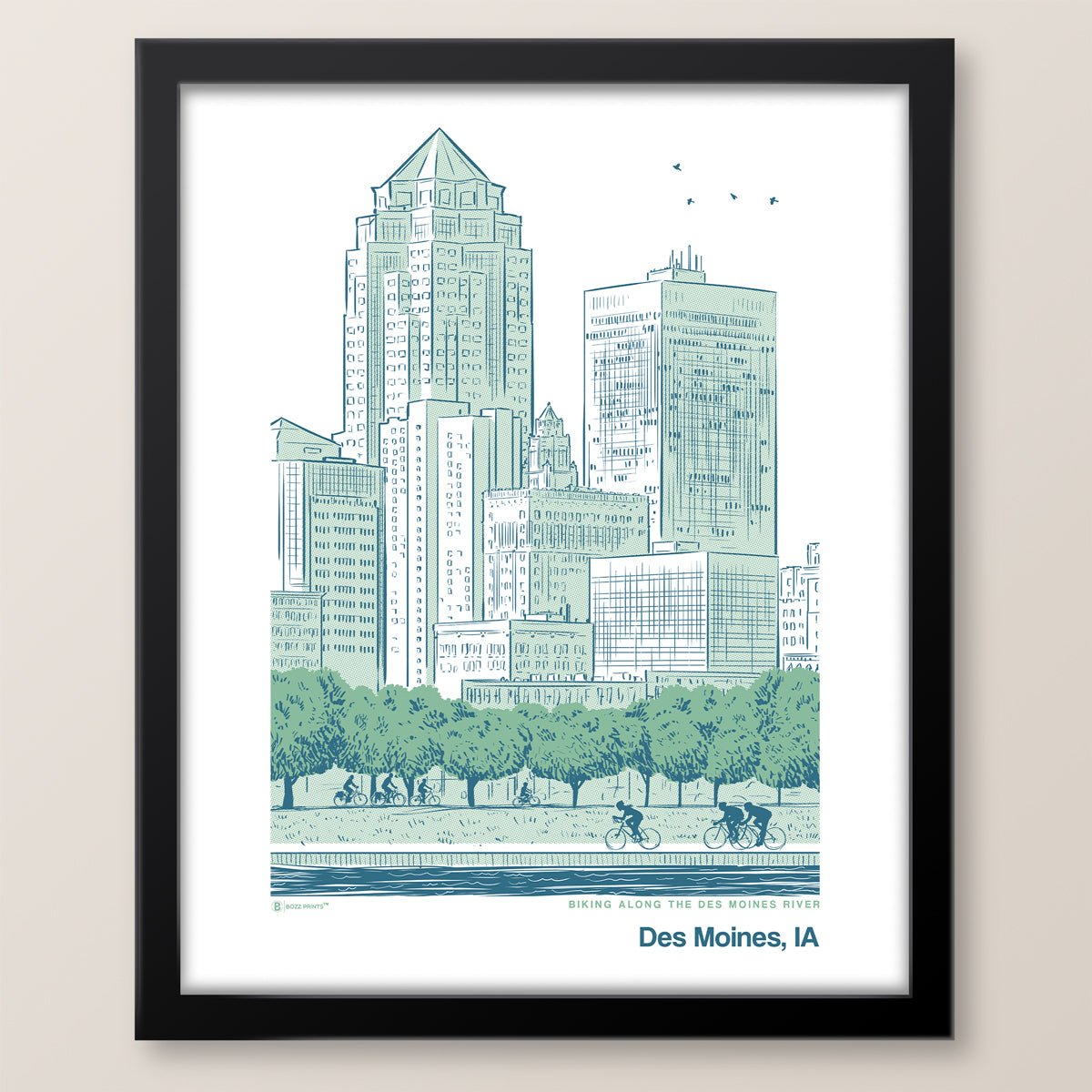Biking Des Moines River Print