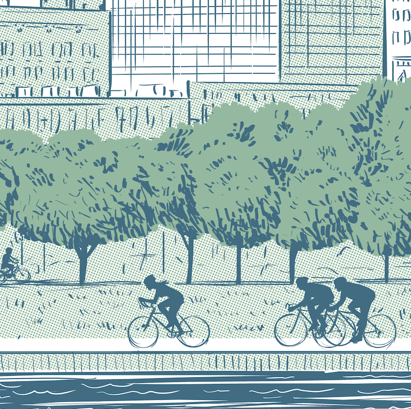 Biking Des Moines River Print