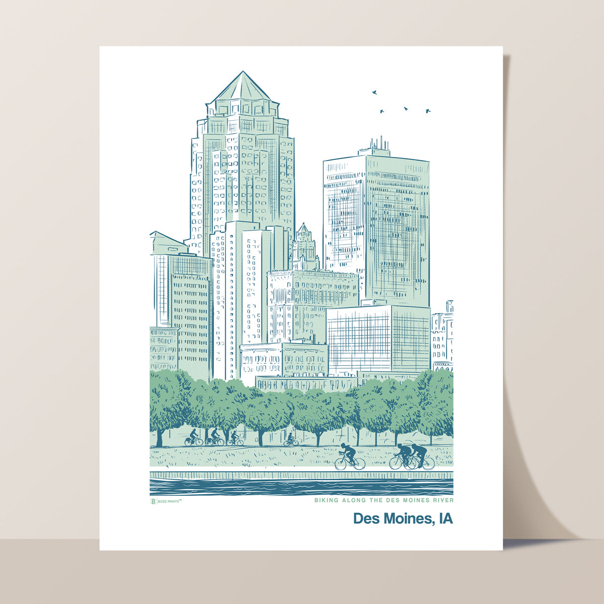 Biking Des Moines River Print