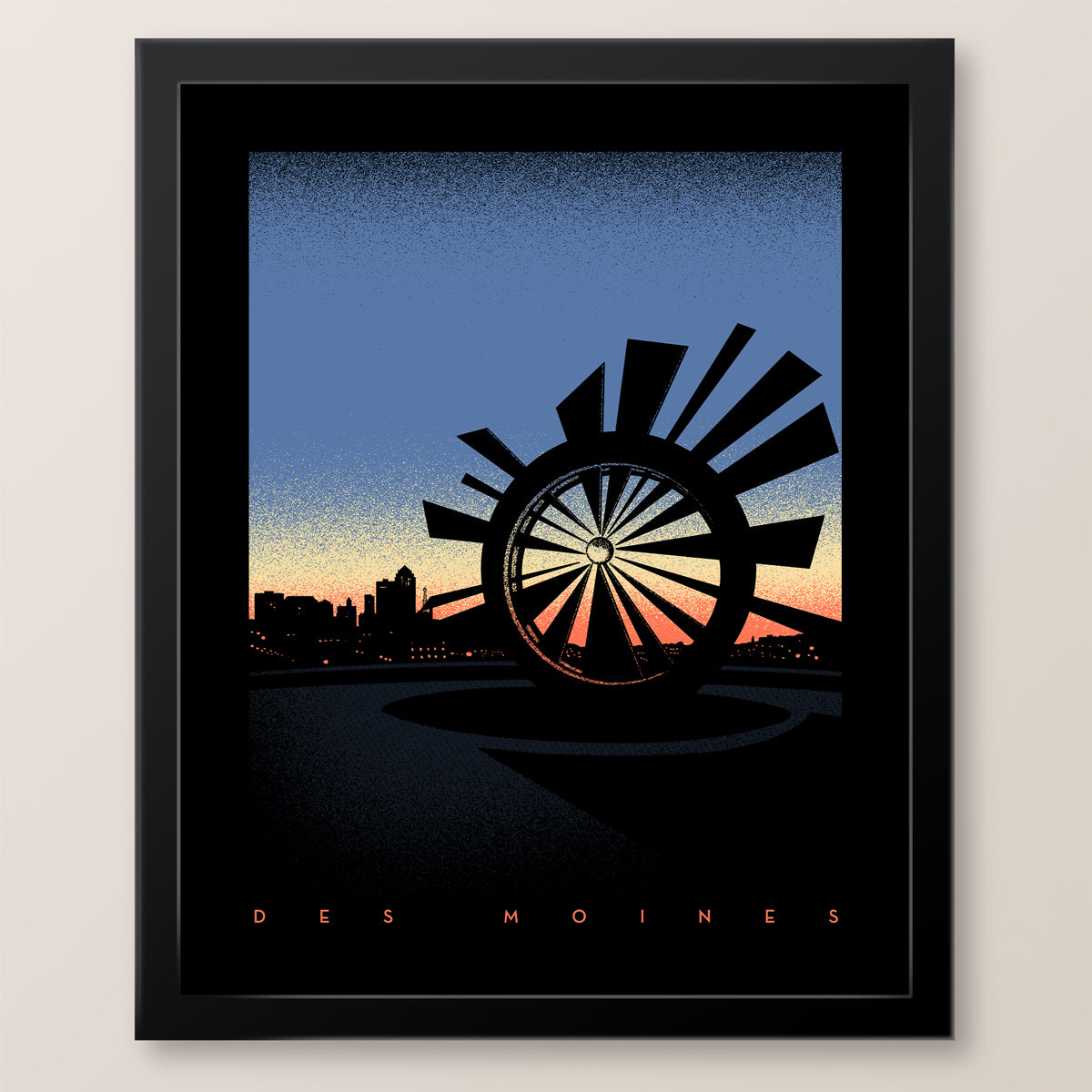 Des Moines Shattering Skyline Print