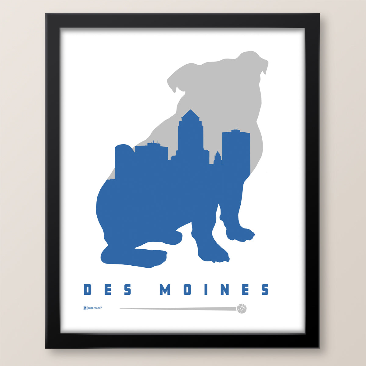 Des Moines Bulldog Skyline Print