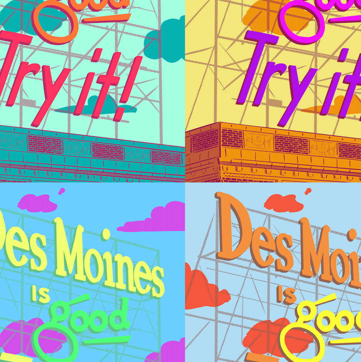 Des Moines Colonial Sign Pop Art Print