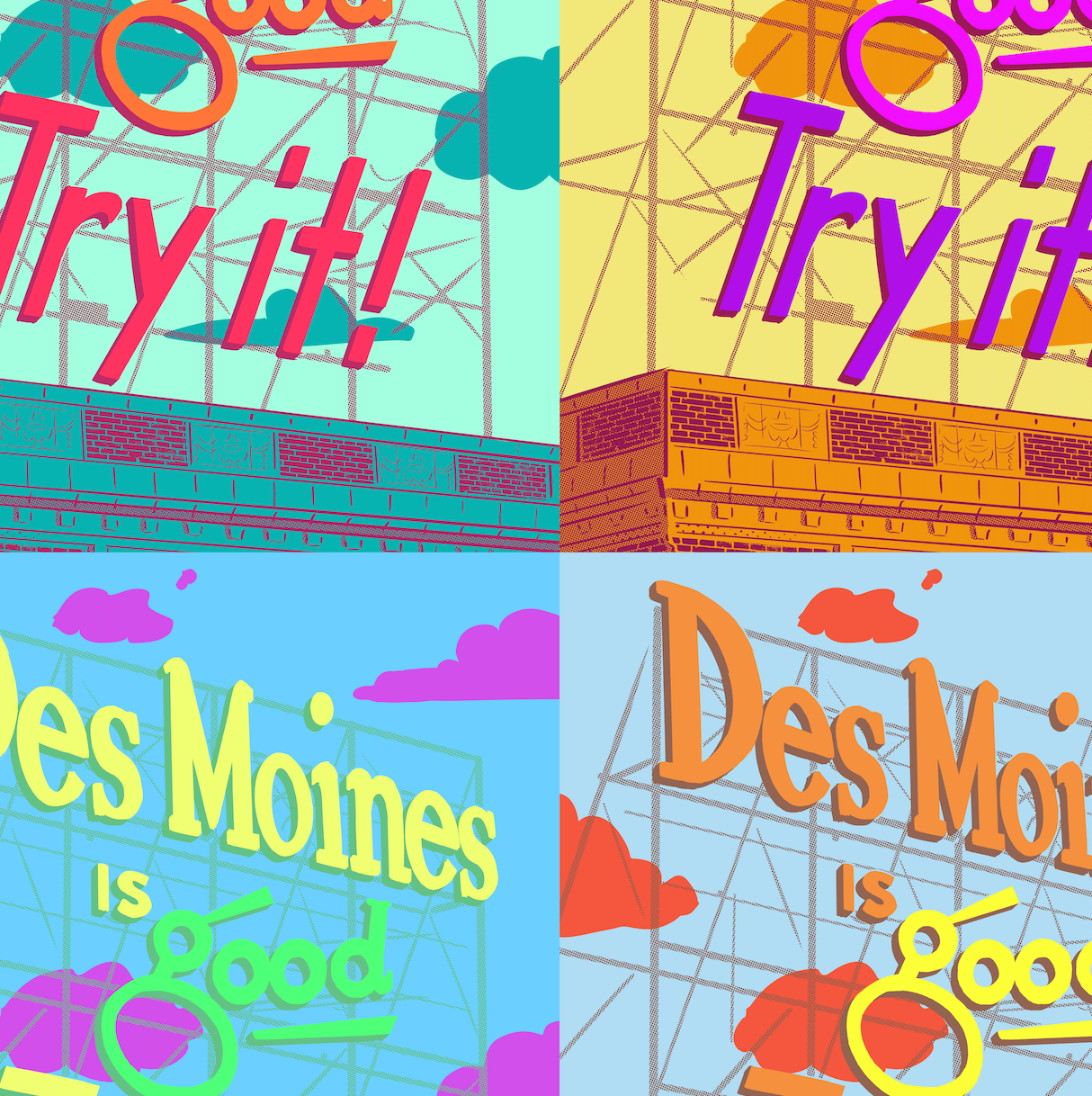 Des Moines Colonial Sign Pop Art Print