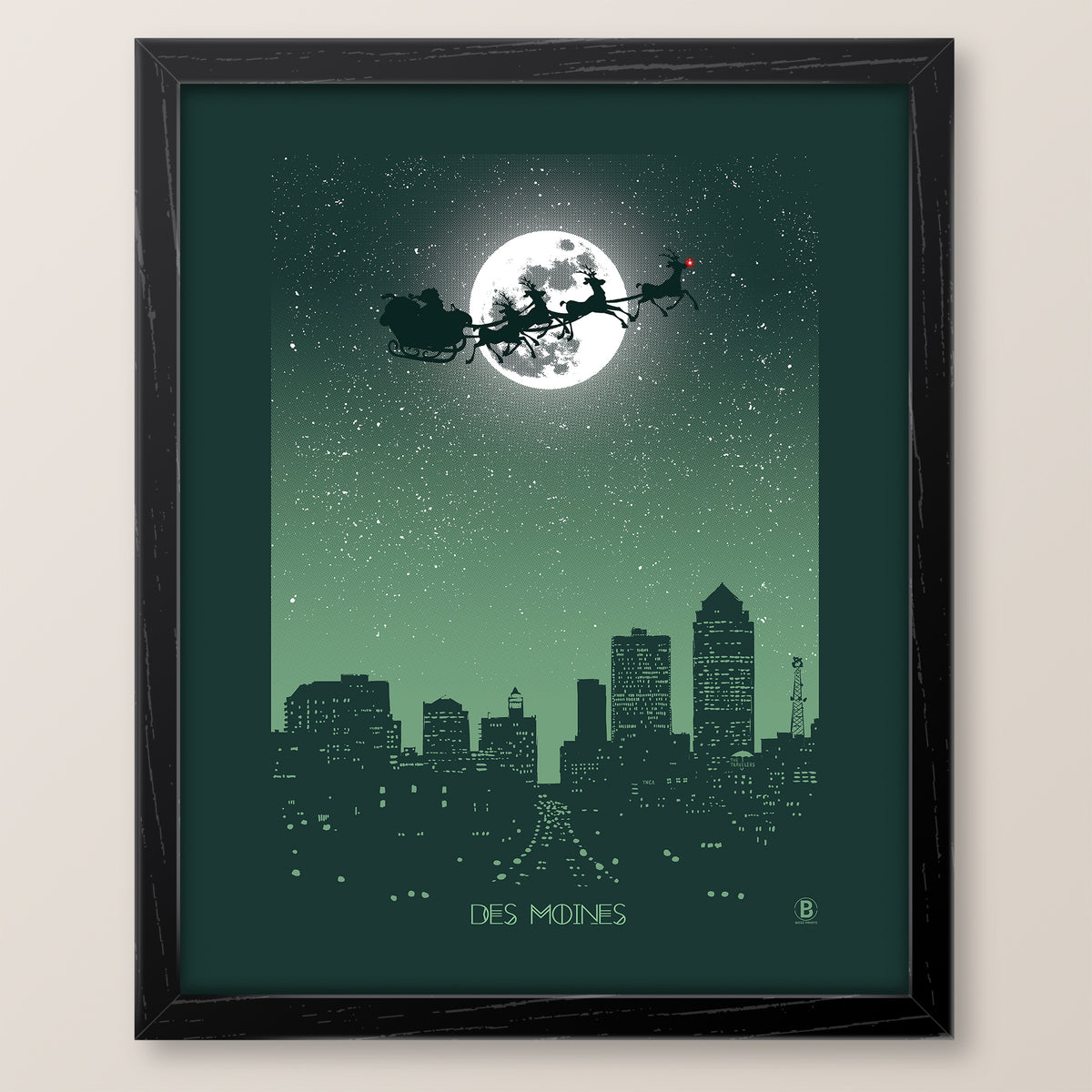 Des Moines Holiday Moon Print