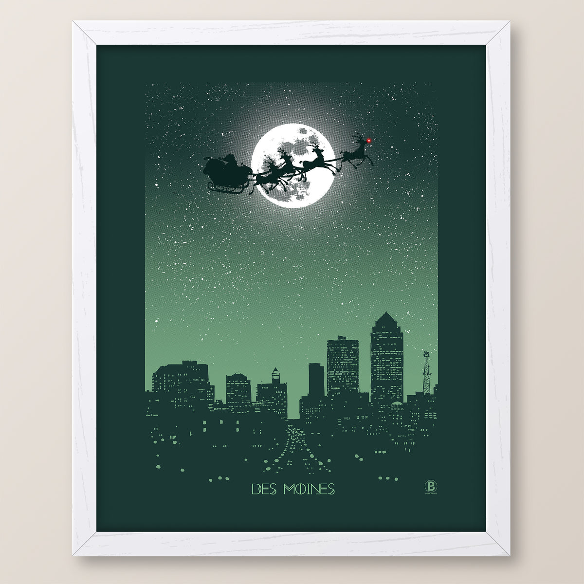 Des Moines Holiday Moon Print