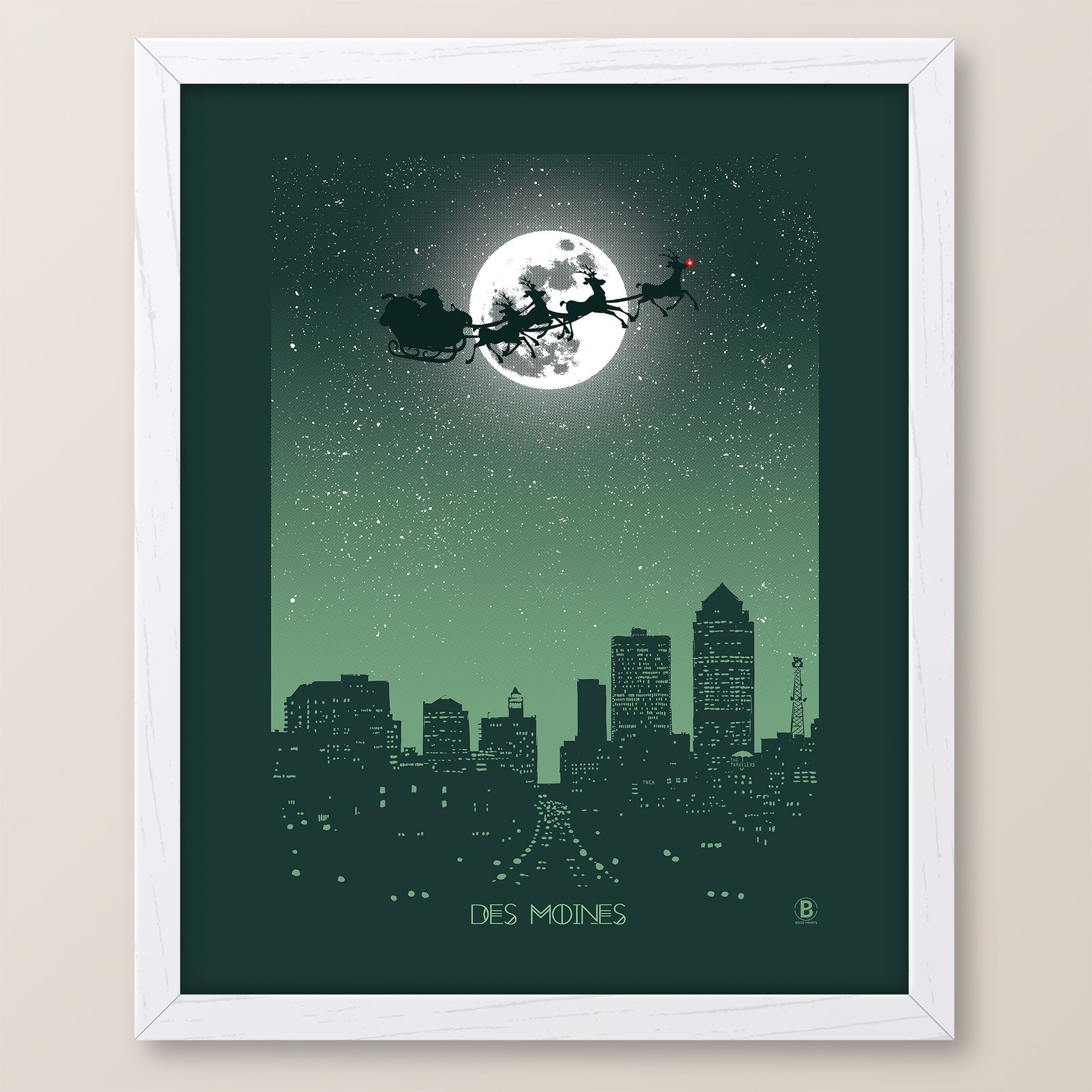 Des Moines Holiday Moon Print